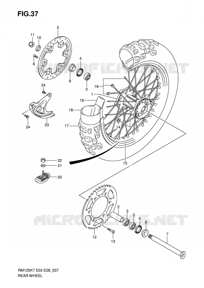 ROUE ARRIERE Suzuki MOTO 125 RM 2008  RM125K8(E3/E28)