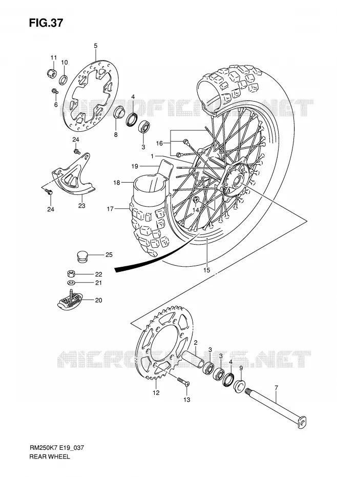 ROUE ARRIERE Suzuki MOTO 250 RM 2007  RM250K7(E19)