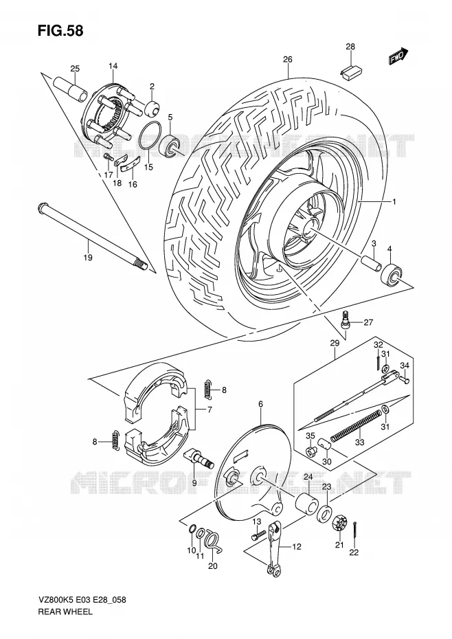 ROUE ARRIERE Suzuki MOTO 800 MARAUDER 2007  VZ800K7(E3/E28)