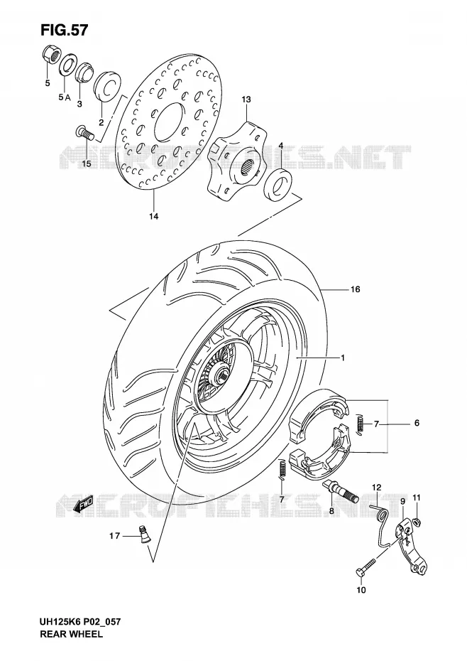 ROUE ARRIERE Suzuki SCOOTER 125 BURGMAN 2003  UH125K3(P2)