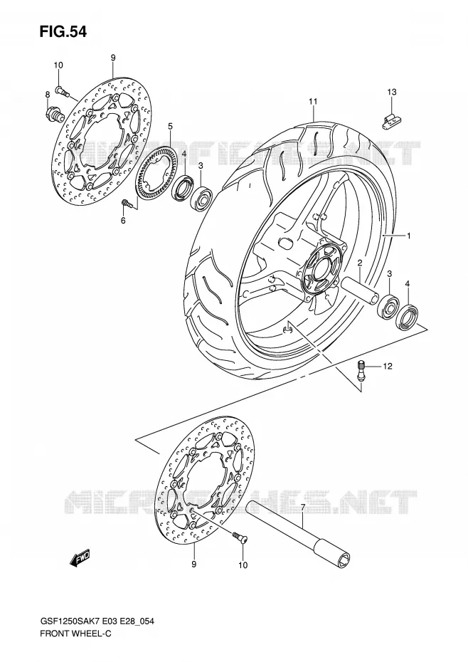 ROUE AVANT (GSF1250SAK7/SAK8/SAK9) Suzuki MOTO 1250 BANDIT-S 2008  GSF1250SAK8(E3/E28)