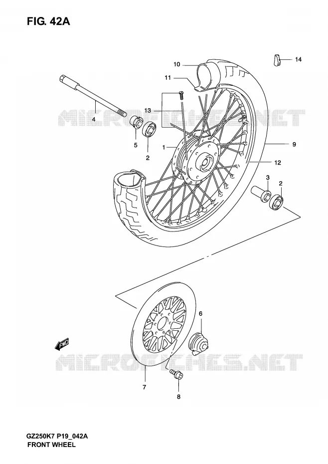 ROUE AVANT (MODEL K5/K6/K7) Suzuki MOTO 250 MARAUDER 2007  GZ250K7(P19)
