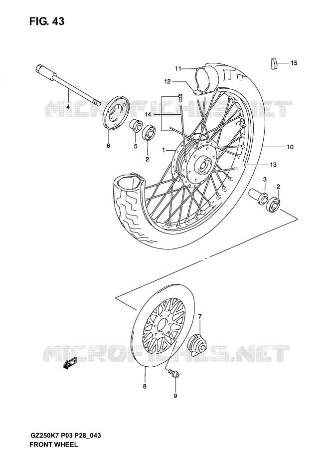 ROUE AVANT Suzuki MOTO 250 MARAUDER 2007  GZ250K7(P3)