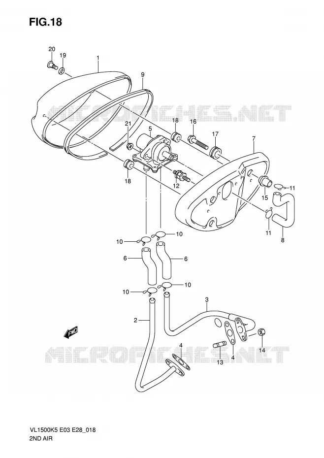 SYSTEME RECYCLAGE GAZ ECHAPPEMENT Suzuki MOTO 1500 BOULEVARD 2007  VL1500K7(E3/E28)