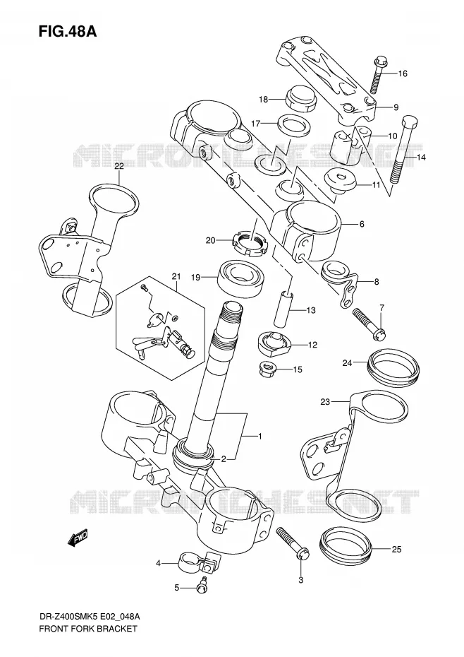 TE DE FOURCHE (MODEL K7/K8/K9) Suzuki MOTO 400 DR-Z 2008  DR-Z400SMK8(E2)