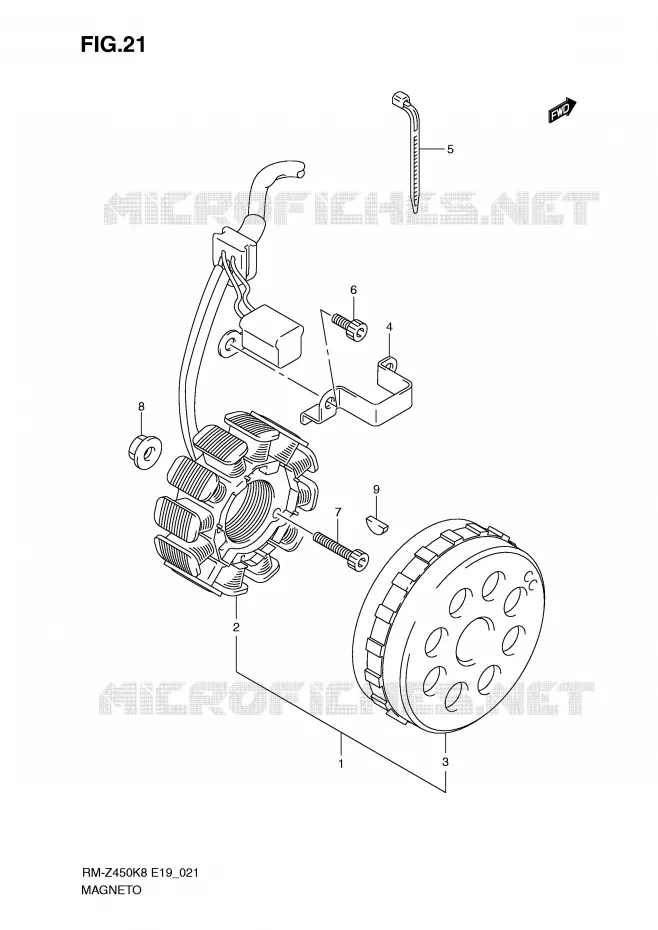 ALLUMAGE ROTOR - STATOR (RM-Z450K8/K9) Suzuki MOTO 450 RM-Z 2010  RM-Z450L0(E19)