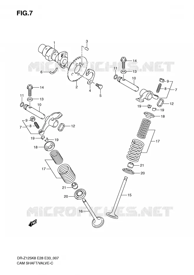 ARBRE A CAMES - SOUPAPES Suzuki MOTO 125 DR-Z 2008  DR-Z125K8(E28/E33)