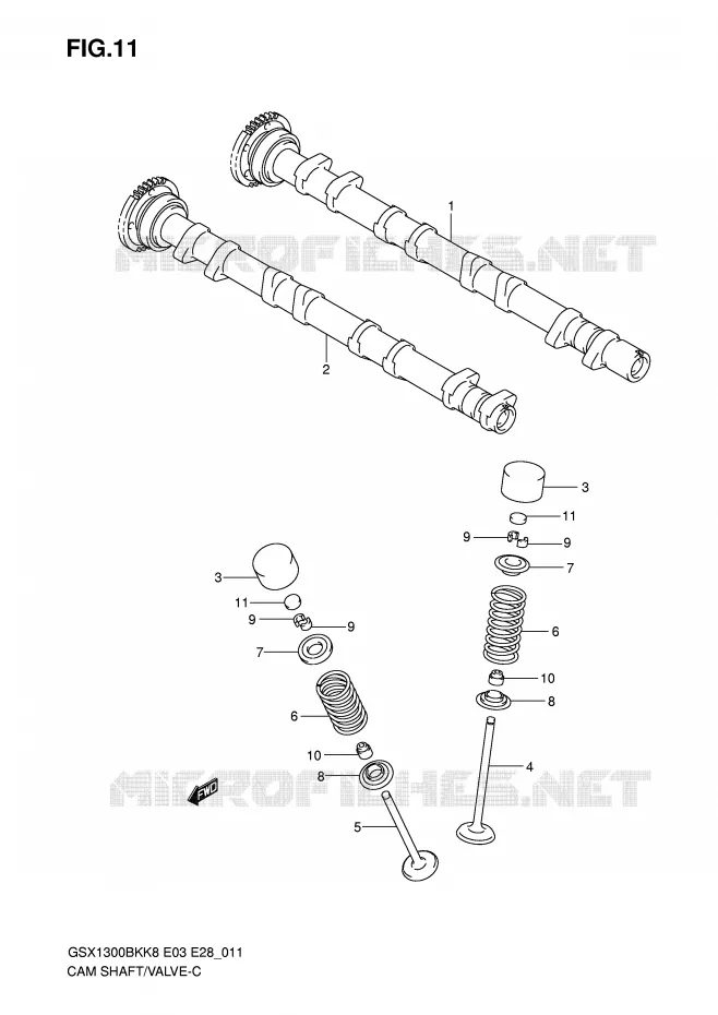 ARBRE A CAMES - SOUPAPES Suzuki MOTO 1300 B-KING 2008  GSX1300BKAK8(E3/E28)