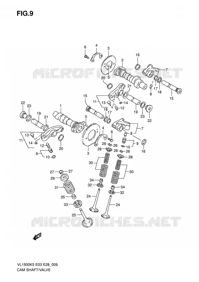 ARBRE A CAMES - SOUPAPES Suzuki MOTO 1500 BOULEVARD 2009  VL1500K9(E3/E28)