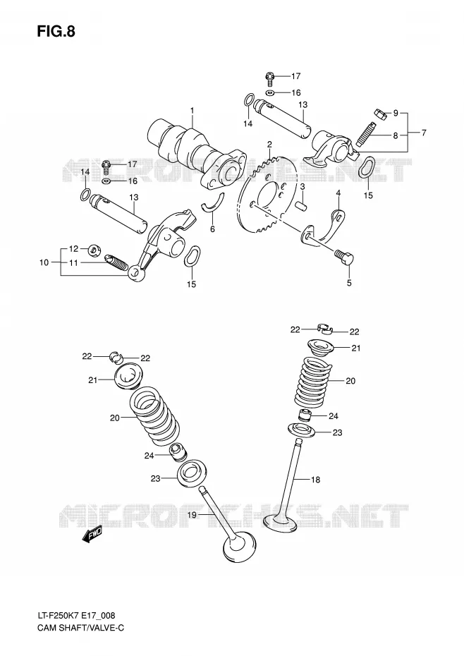 ARBRE A CAMES - SOUPAPES Suzuki QUAD 250 OZARK 2007  LT-F250K7(E17)