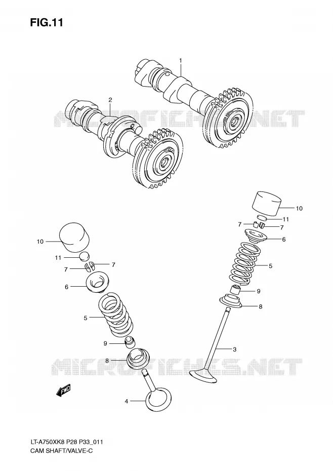ARBRE A CAMES - SOUPAPES Suzuki QUAD 750 KINGQUAD 2009  LT-A750XZK9(P28/P33)