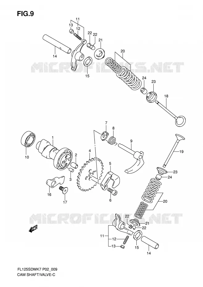 ARBRE A CAMES - SOUPAPES Suzuki SCOOTER 125 FL 2007  FL125SDWK7(P2)