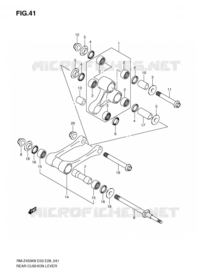 BIELLETTE DE SUSPENSION ARRIERE (RM-Z450K8/K9) Suzuki MOTO 450 RM-Z 2011  RM-Z450L1(E3/E28)