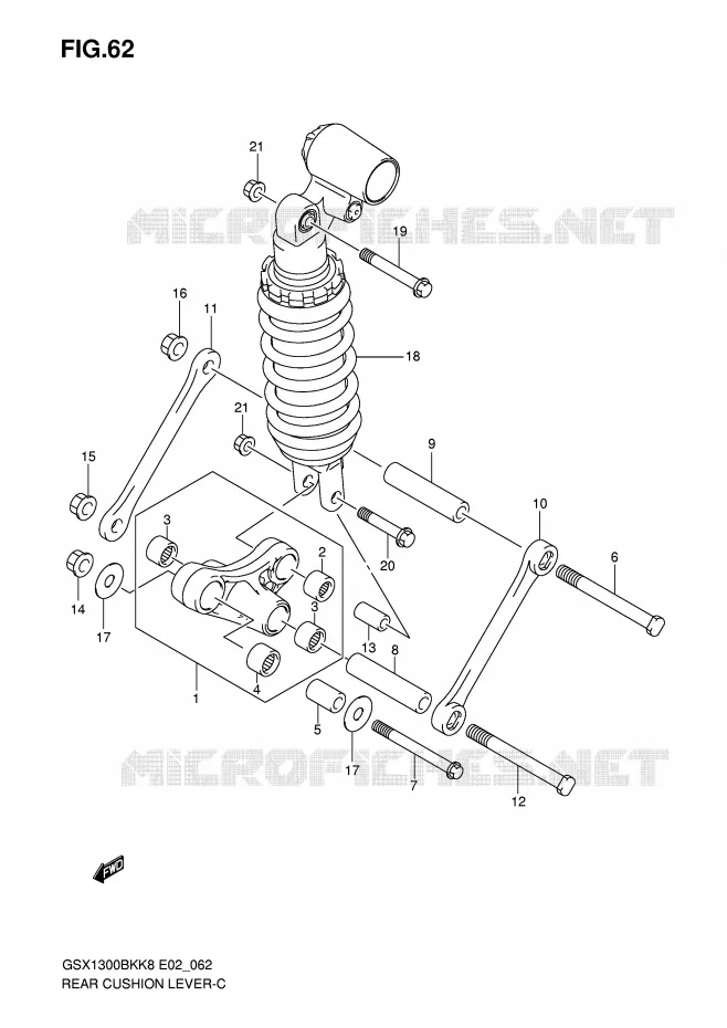 BIELLETTE DE SUSPENSION ARRIERE Suzuki MOTO 1300 B-KING 2010  GSX1300BKUFL0(E2)