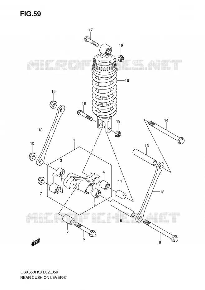 BIELLETTE DE SUSPENSION ARRIERE Suzuki MOTO 650 GSX-F 2010  GSX650FUAL0(E2)