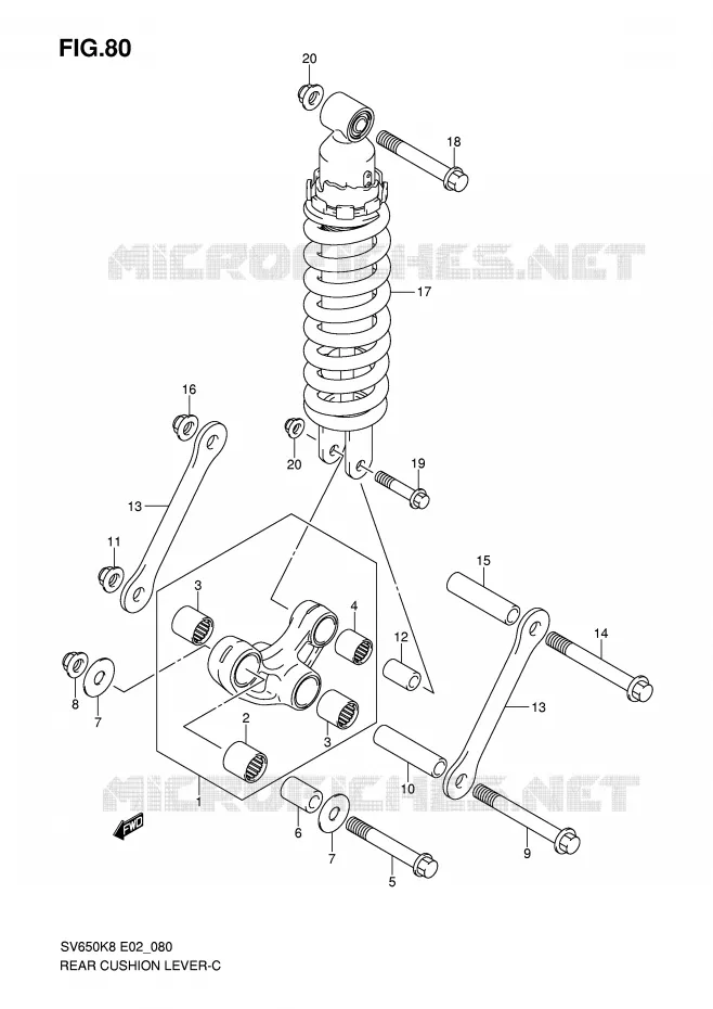 BIELLETTE DE SUSPENSION ARRIERE Suzuki MOTO 650 SV 2008  SV650SUK8(E2)