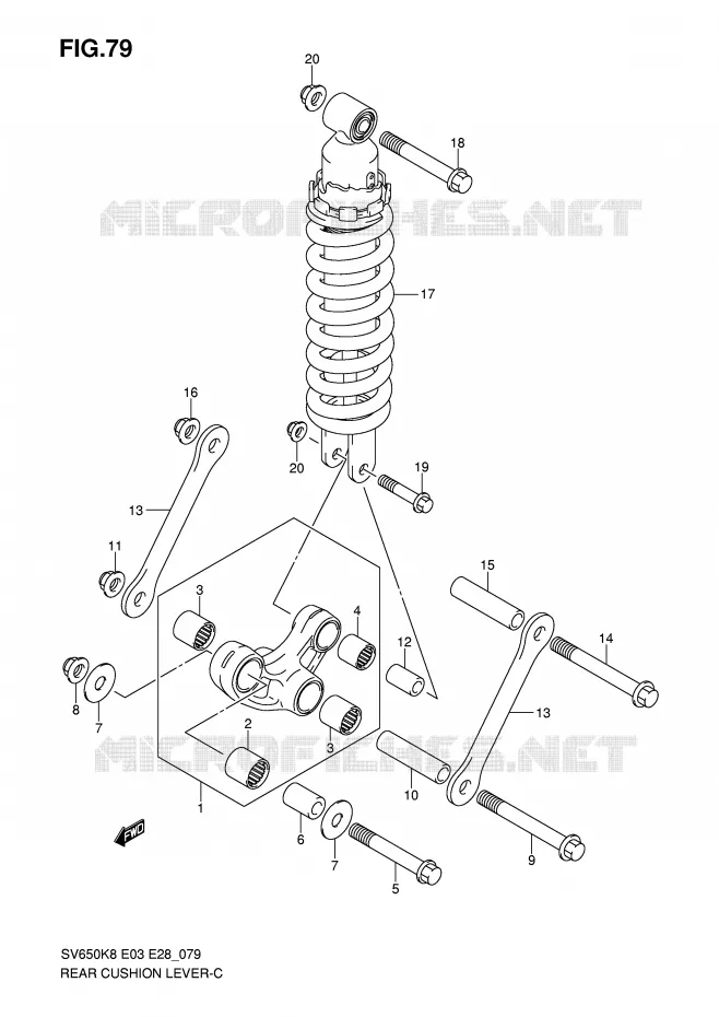 BIELLETTE DE SUSPENSION ARRIERE Suzuki MOTO 650 SV 2009  SV650AK9(E3/E28)