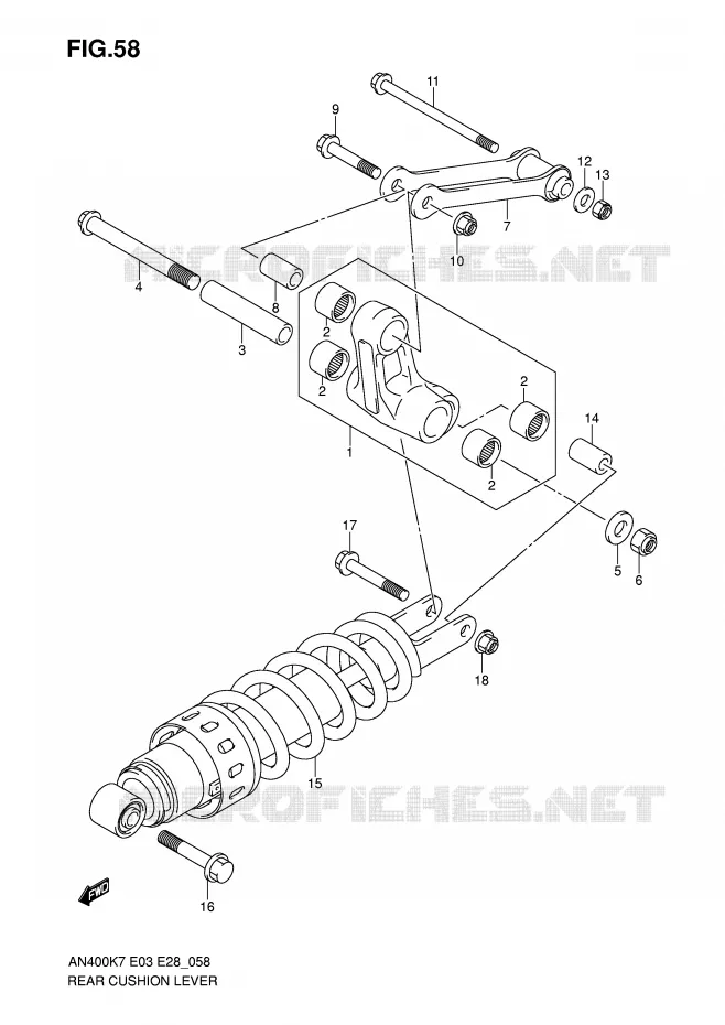 BIELLETTE DE SUSPENSION ARRIERE Suzuki SCOOTER 400 BURGMAN 2009  AN400K9(E3/E28)