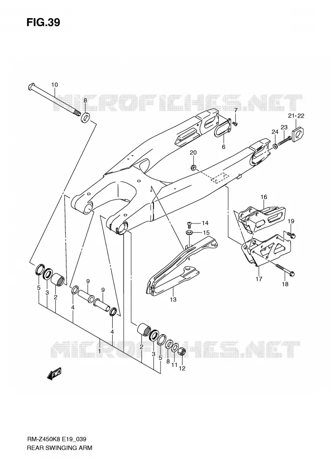 BRAS OSCILLANT (RM-Z450K8/K9) Suzuki MOTO 450 RM-Z 2010  RM-Z450L0(E19)