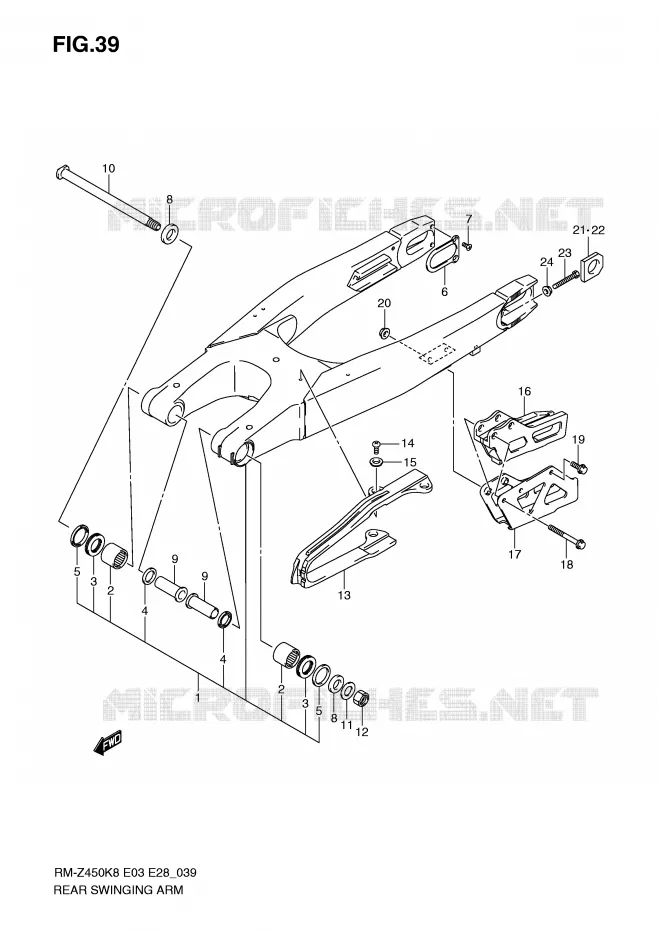 BRAS OSCILLANT (RM-Z450K8/K9) Suzuki MOTO 450 RM-Z 2010  RM-Z450L0(E3/E28)