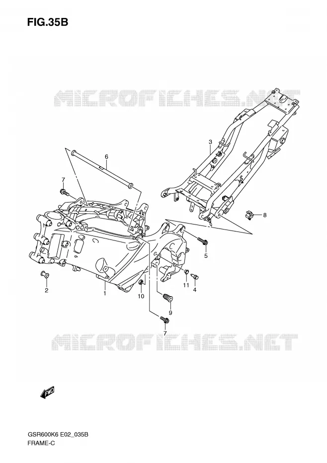 CADRE (MODEL K8/K9) Suzuki MOTO 600 GSR 2008  GSR600AK8(E2)