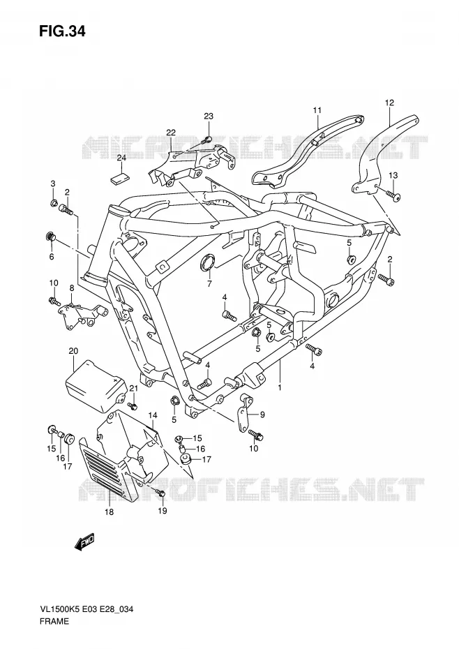 CADRE Suzuki MOTO 1500 BOULEVARD 2007  VL1500TK7(E3/E28)