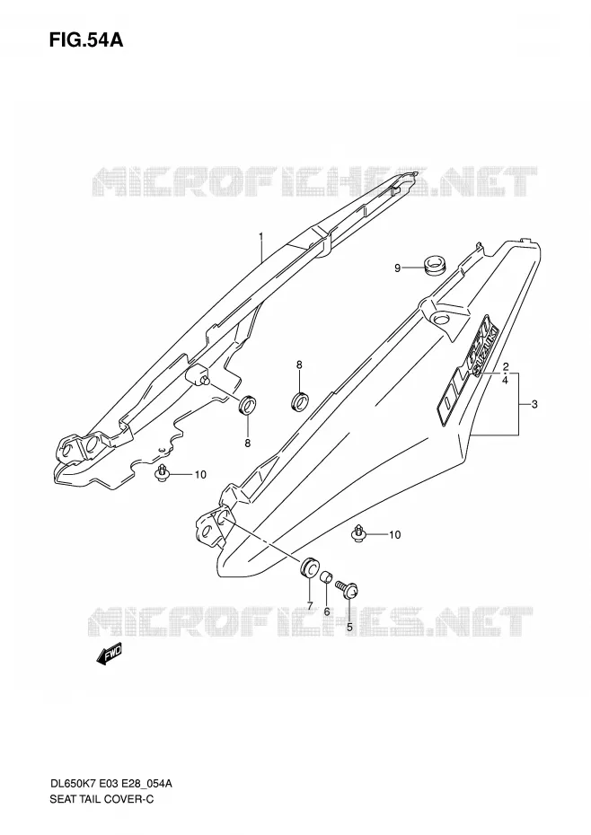 CARENAGE ARRIERE - CAPOT DE SELLE (MODEL K8) Suzuki MOTO 650 V-STROM 2010  DL650L0(E3/E28)