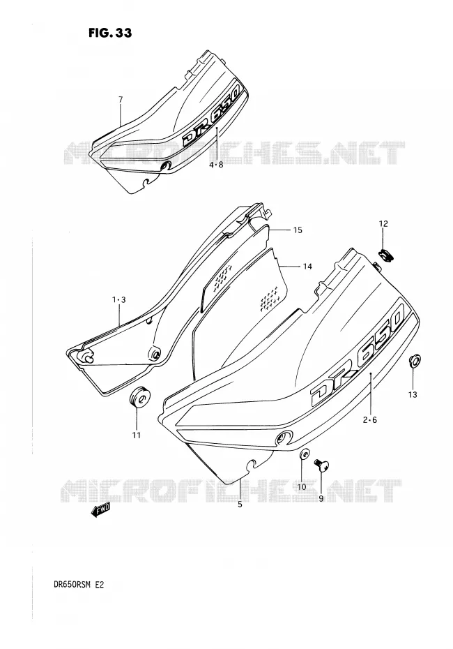 CARENAGES ARRIERE  (MODELE L) Suzuki MOTO 650 DR 1990  DR650RSL(E2)