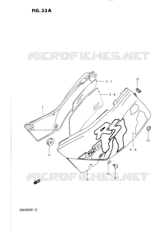 CARENAGES ARRIERE  (MODELE M) Suzuki MOTO 650 DR 1990  DR650RSUL(E2)