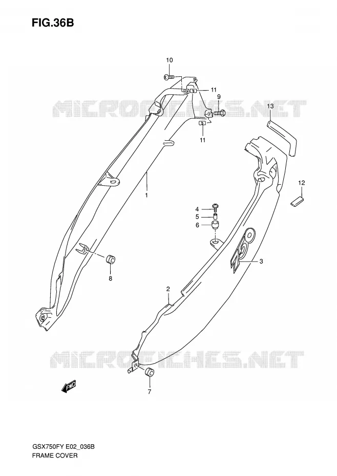 CARENAGES ARRIERE  (MODELE Y/K1) Suzuki MOTO 750 GSX-F 2000  GSX750FY(E2)