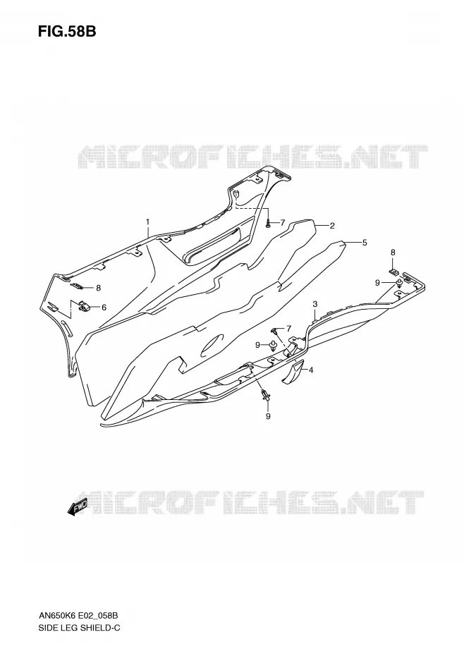 CARENAGES INFERIEURS (MODEL K8) Suzuki SCOOTER 650 BURGMAN 2006  AN650AK6(E2)