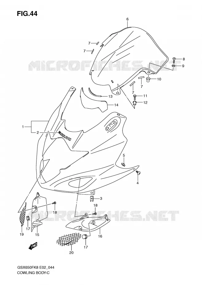 CARENAGES (MODEL K8/K9) Suzuki MOTO 650 GSX-F 2008  GSX650FK8(E2)