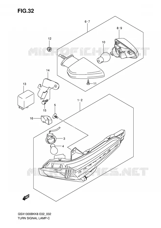 CLIGNOTANTS Suzuki MOTO 1300 B-KING 2012  GSX1300BKAU2K8(E2)