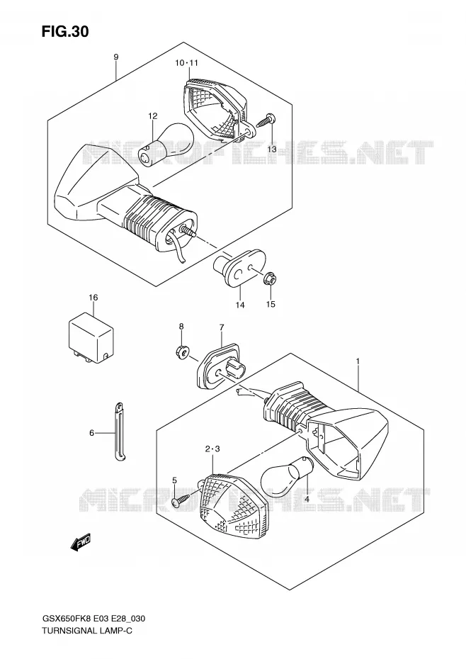 CLIGNOTANTS Suzuki MOTO 650 GSX-F 2008  GSX650FK8(E3/E28)