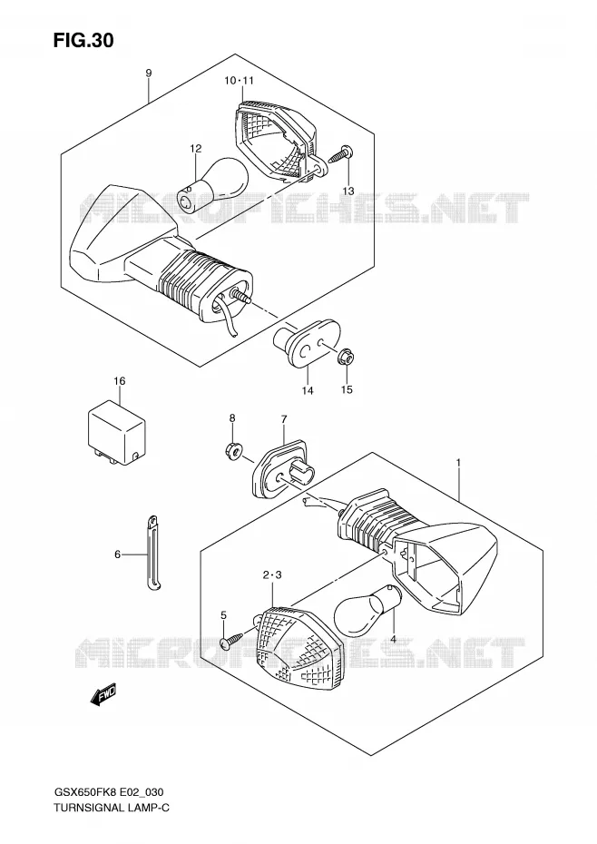 CLIGNOTANTS Suzuki MOTO 650 GSX-F 2010  GSX650FUL0(E2)