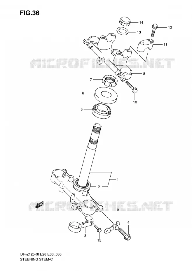 COLONNE DE DIRECTION (E28) Suzuki MOTO 125 DR-Z 2009  DR-Z125K9(E28/E33)