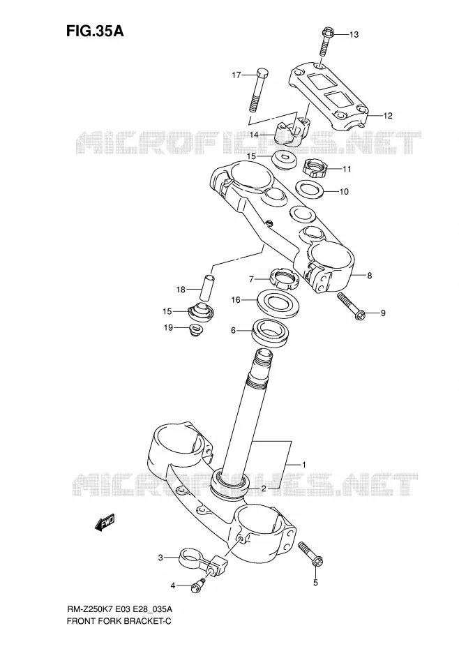 COLONNE DE DIRECTION (MODEL K8/K9) Suzuki MOTO 250 RM-Z 2008  RM-Z250K8(E3/E28)