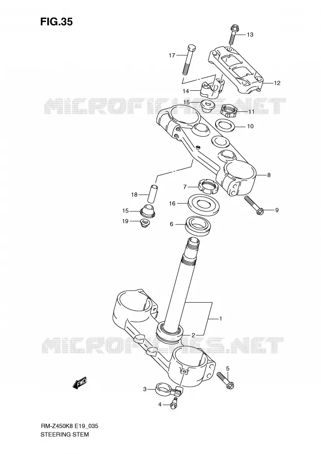 COLONNE DE DIRECTION (RM-Z450K8/K9/L0) Suzuki MOTO 450 RM-Z 2011  RM-Z450L1(E19)