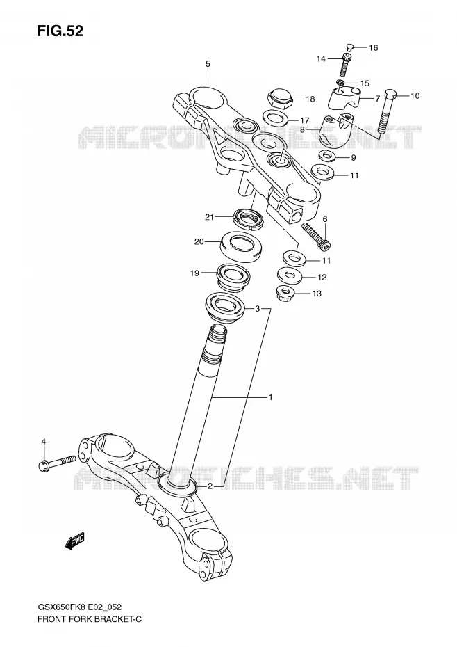 COLONNE DE DIRECTION Suzuki MOTO 650 GSX-F 2010  GSX650FUAL0(E2)