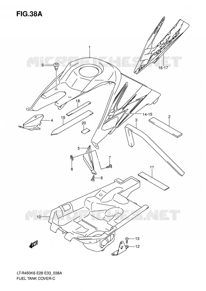 COUVRE RESERVOIR (MODEL K8) Suzuki QUAD 450 QUADRACER 2008  LT-R450K8(E28/E33)