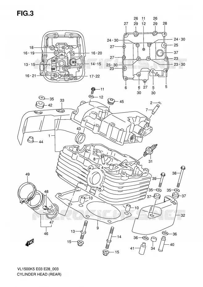 CULASSE (REAR) Suzuki MOTO 1500 BOULEVARD 2005  VL1500K5(E3/E28)
