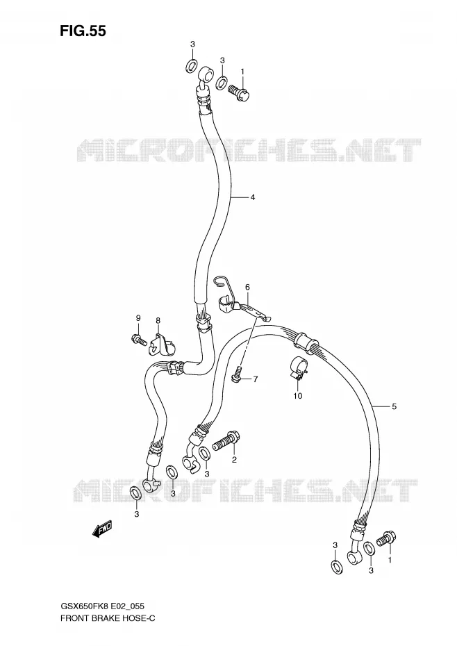 DURITE DE FREIN AVANT (GSX650FK8/FUK8/FK9/FUK9/FL0/FUL0) Suzuki MOTO 650 GSX-F 2010  GSX650FUL0(E2)