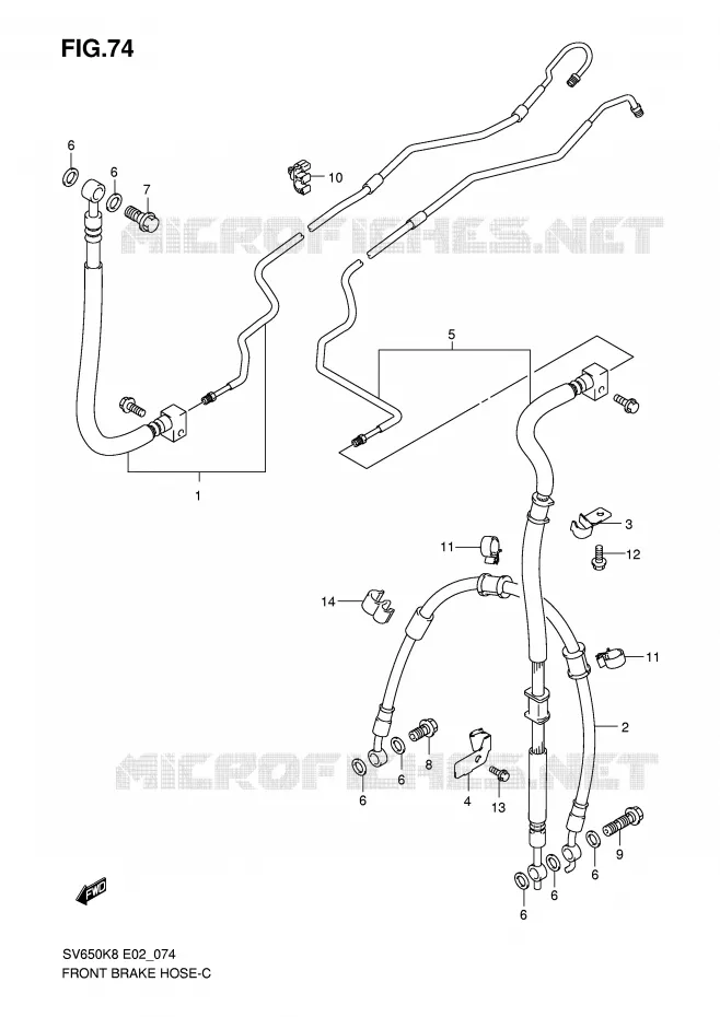 DURITE DE FREIN AVANT (SEE NOTE) Suzuki MOTO 650 SV 2010  SV650SUL0(E2)