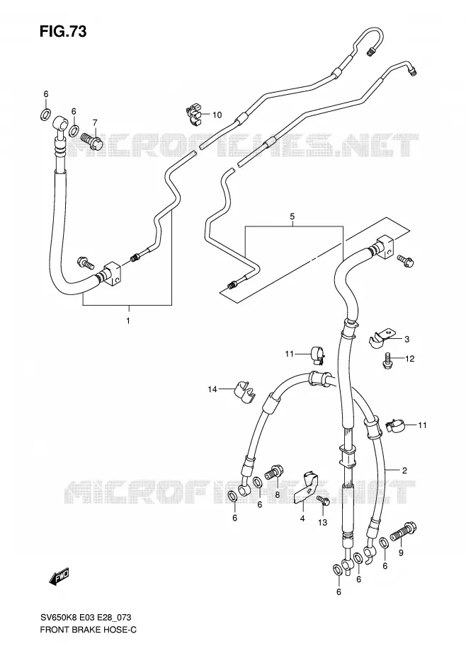 DURITE DE FREIN AVANT(SV650AK8/SAK8/AK9/SAK9/SAL0) Suzuki MOTO 650 SV 2009  SV650K9(E3/E28)