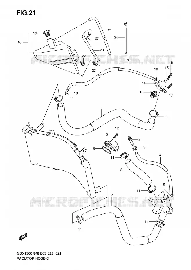DURITE DE RADIATEUR Suzuki MOTO 1300 HAYABUSA 2009  GSX1300RK9(E3/E28)