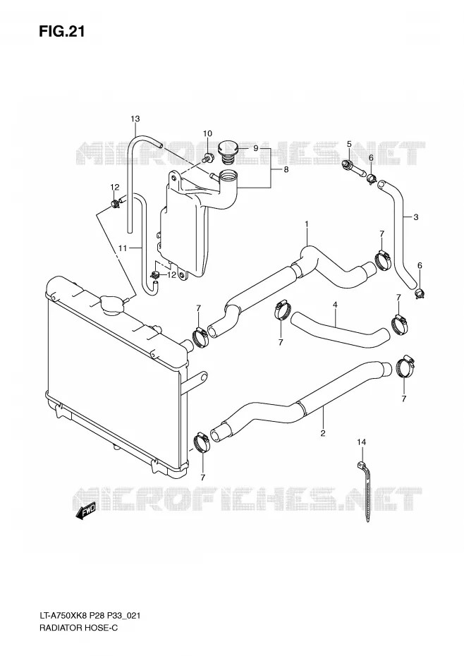 DURITE DE RADIATEUR Suzuki QUAD 750 KINGQUAD 2008  LT-A750XK8(P28/P33)