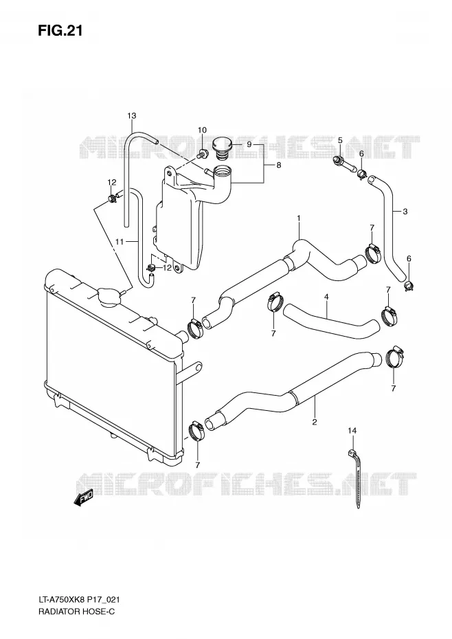 DURITE DE RADIATEUR Suzuki QUAD 750 KINGQUAD 2009  LT-A750XK9(P17)