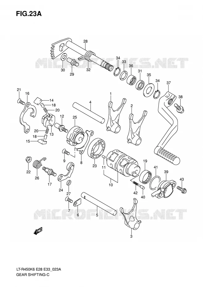 ENSEMBLE DE SELECTION DE VITESSES (MODEL K8/K9/L0) Suzuki QUAD 450 QUADRACER 2010  LT-R450L0(E28/E33)