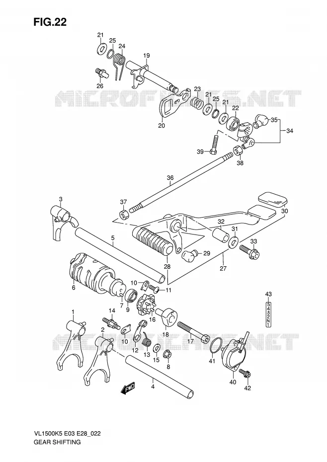 ENSEMBLE DE SELECTION DE VITESSES Suzuki MOTO 1500 BOULEVARD 2006  VL1500TK6(E3/E28)