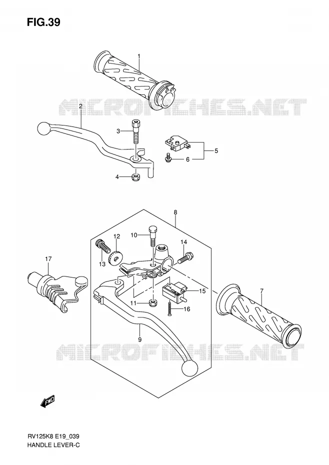ENSEMBLE LEVIERS - POIGNEES Suzuki MOTO 125 VAN-VAN 2010  RV125L0(E19)